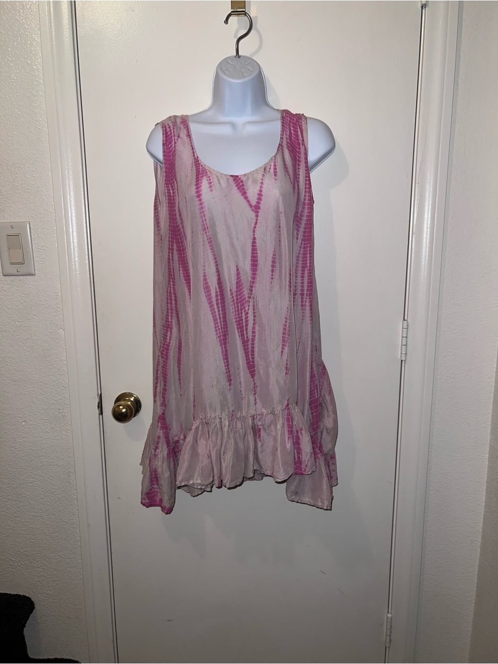 Anna Kosturova Pink Tie-Dye Silk Dress